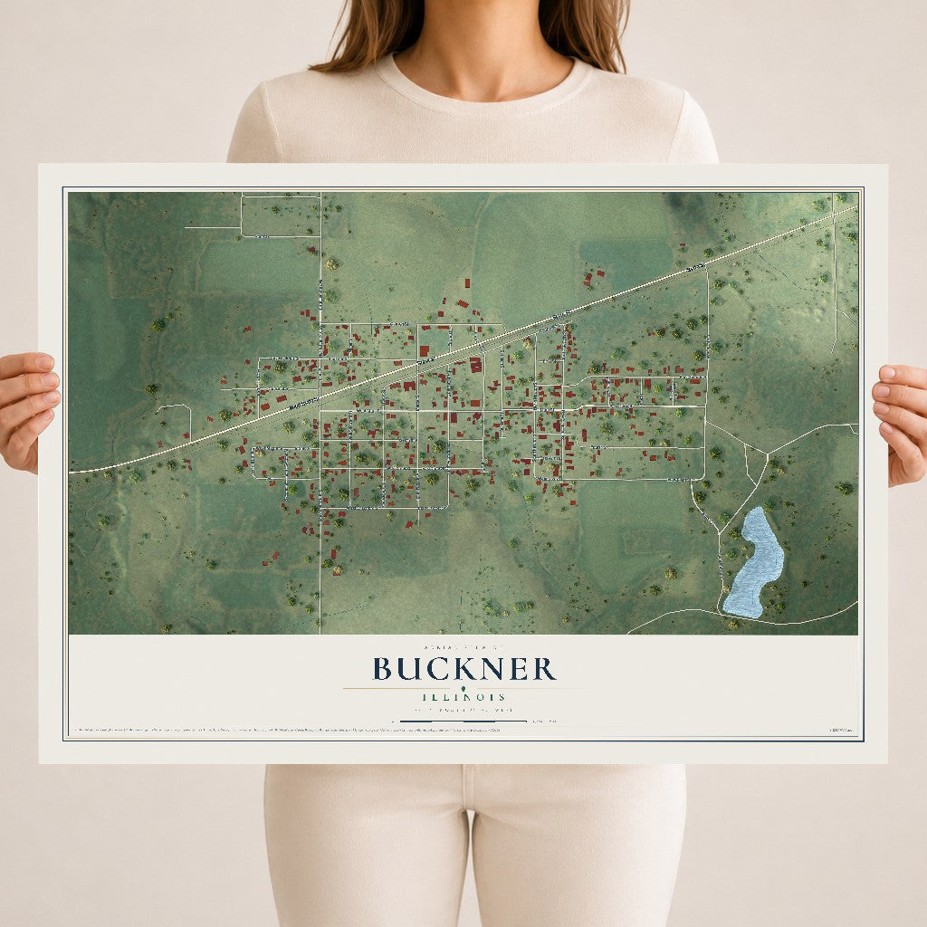 Map of Buckner, Illinois, 18 x 24 inch unframed archival matte print