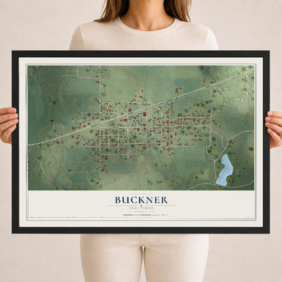 Map of Buckner, Illinois, 18 x 24 inch print in a black wood frame