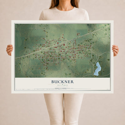 Map of Buckner, Illinois, 24 x 36 inch unframed archival matte print
