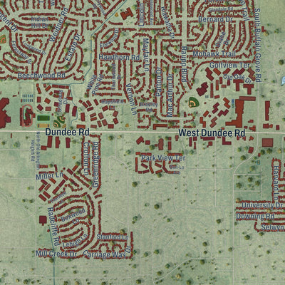 Second close-up of the map of Buffalo Grove, Illinois print showing more streets and buildings