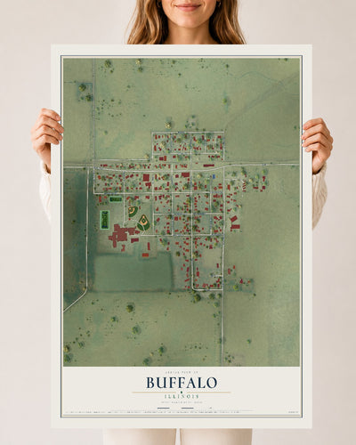 Map of Buffalo, Illinois, 24 x 36 inch unframed archival matte print