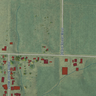 Close-up of the map of Buffalo Prairie, Illinois print showing street and building detail