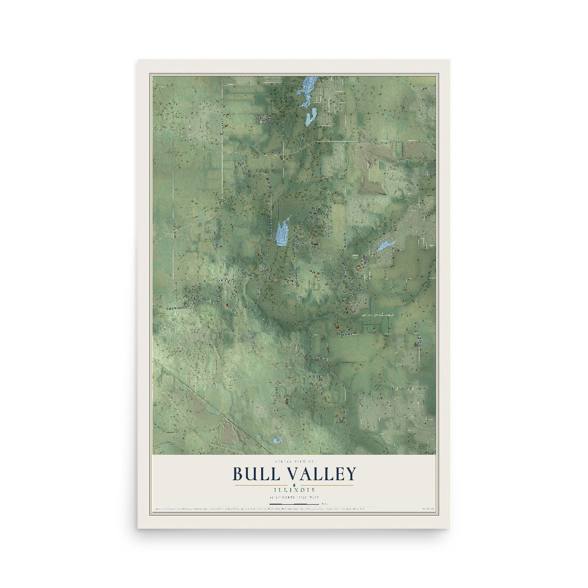 Map of Bull Valley, Illinois, 12 x 18 inch unframed archival matte print