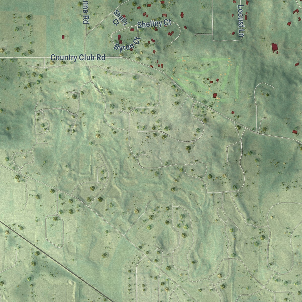 Close-up of the map of Bull Valley, Illinois print showing street and building detail