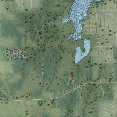 Second close-up of the map of Bull Valley, Illinois print showing more streets and buildings