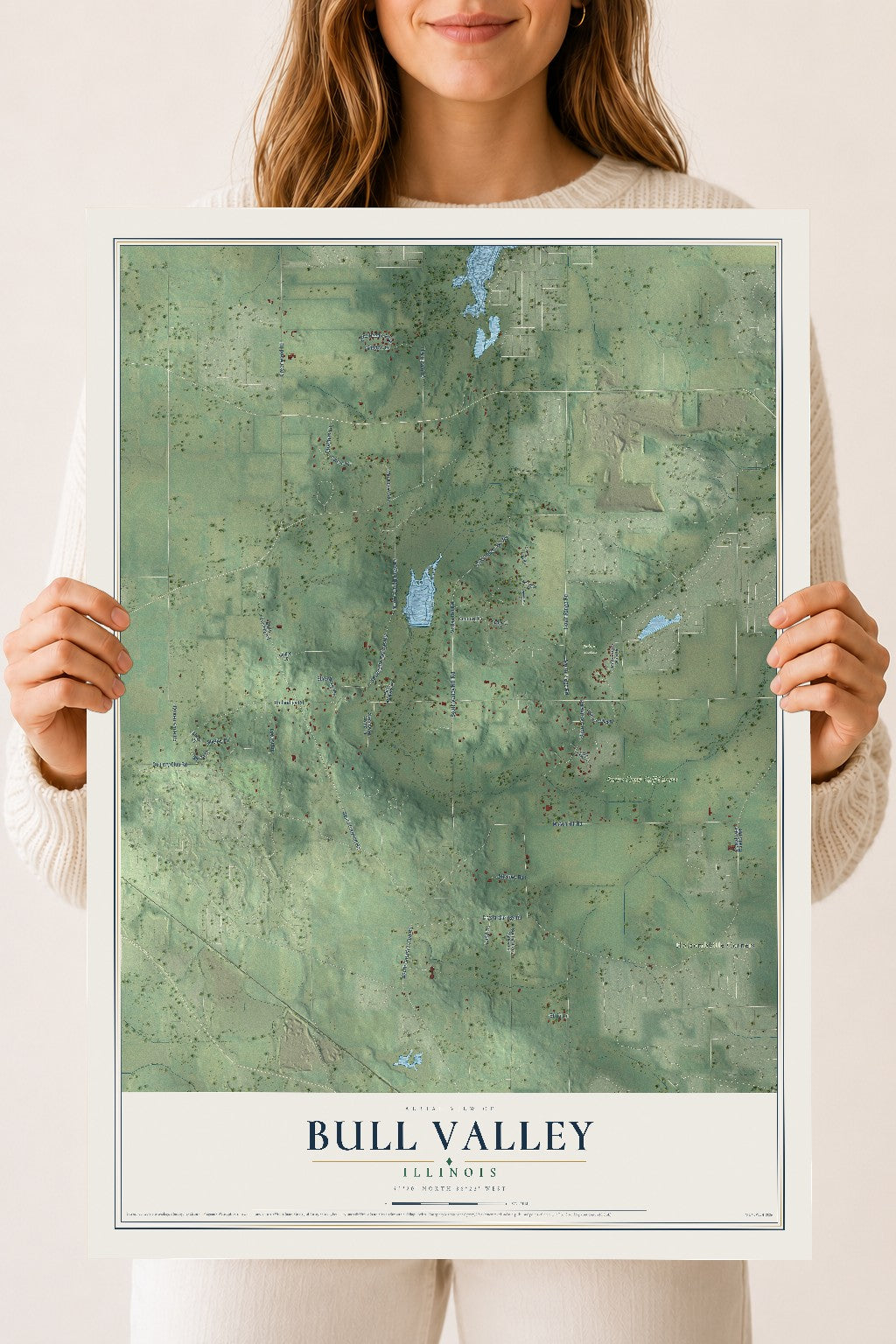 Map of Bull Valley, Illinois, 18 x 24 inch unframed archival matte print