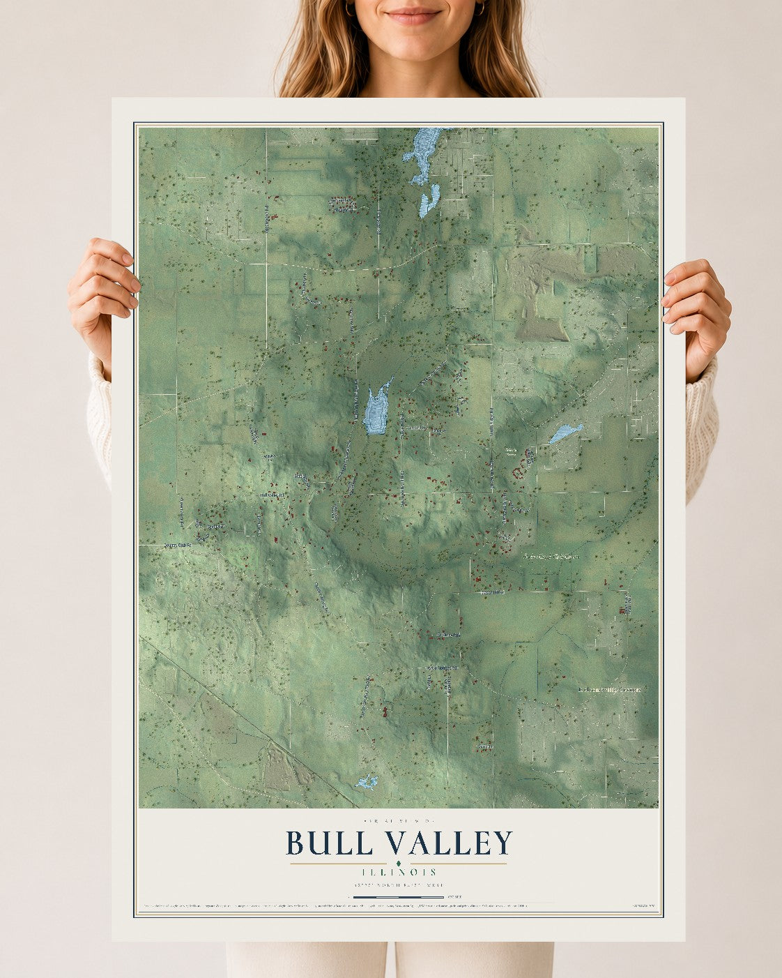 Map of Bull Valley, Illinois, 24 x 36 inch unframed archival matte print