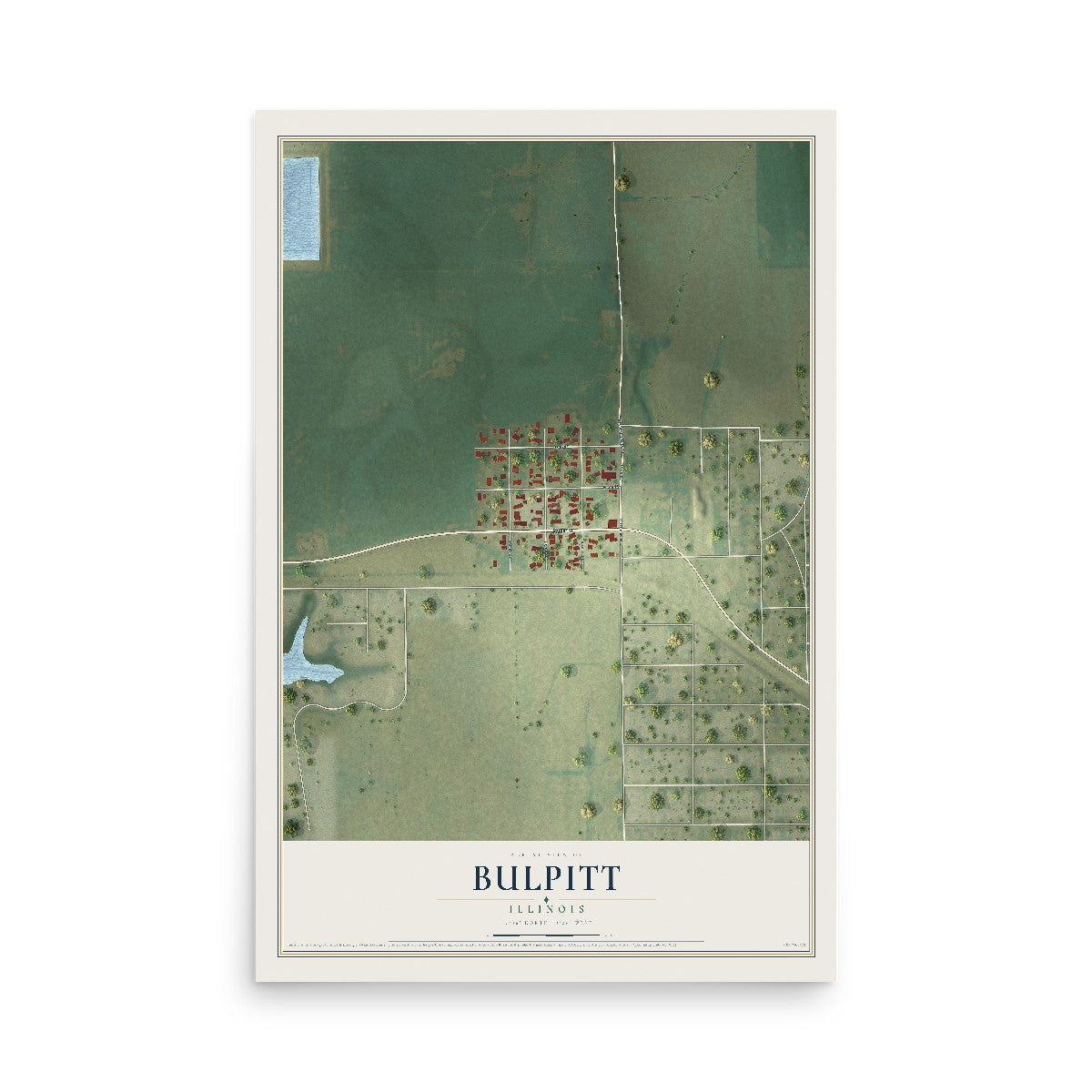 Map of Bulpitt, Illinois, 12 x 18 inch unframed archival matte print