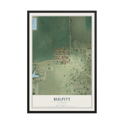 Map of Bulpitt, Illinois, 12 x 18 inch print in a black wood frame