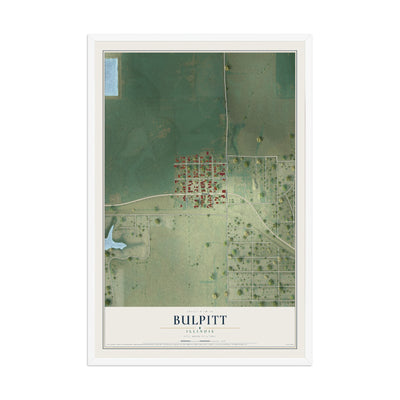 Map of Bulpitt, Illinois, 12 x 18 inch print in a white wood frame