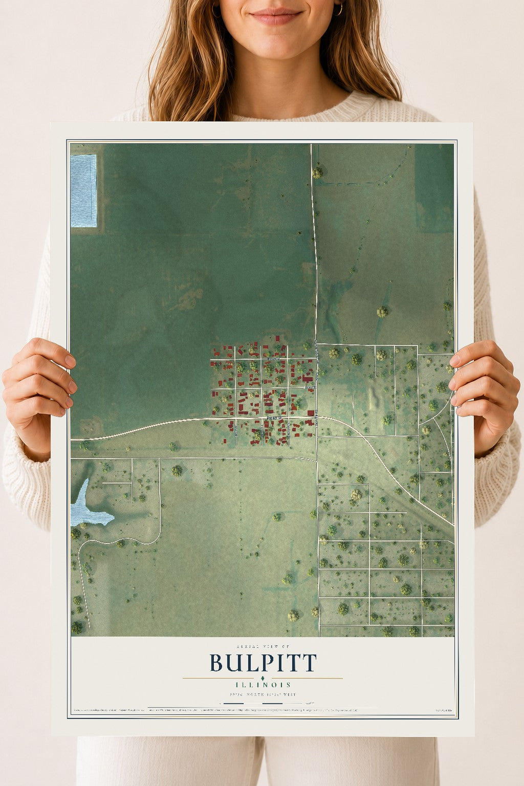 Map of Bulpitt, Illinois, 18 x 24 inch unframed archival matte print