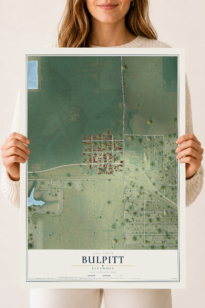 Map of Bulpitt, Illinois, 18 x 24 inch unframed archival matte print