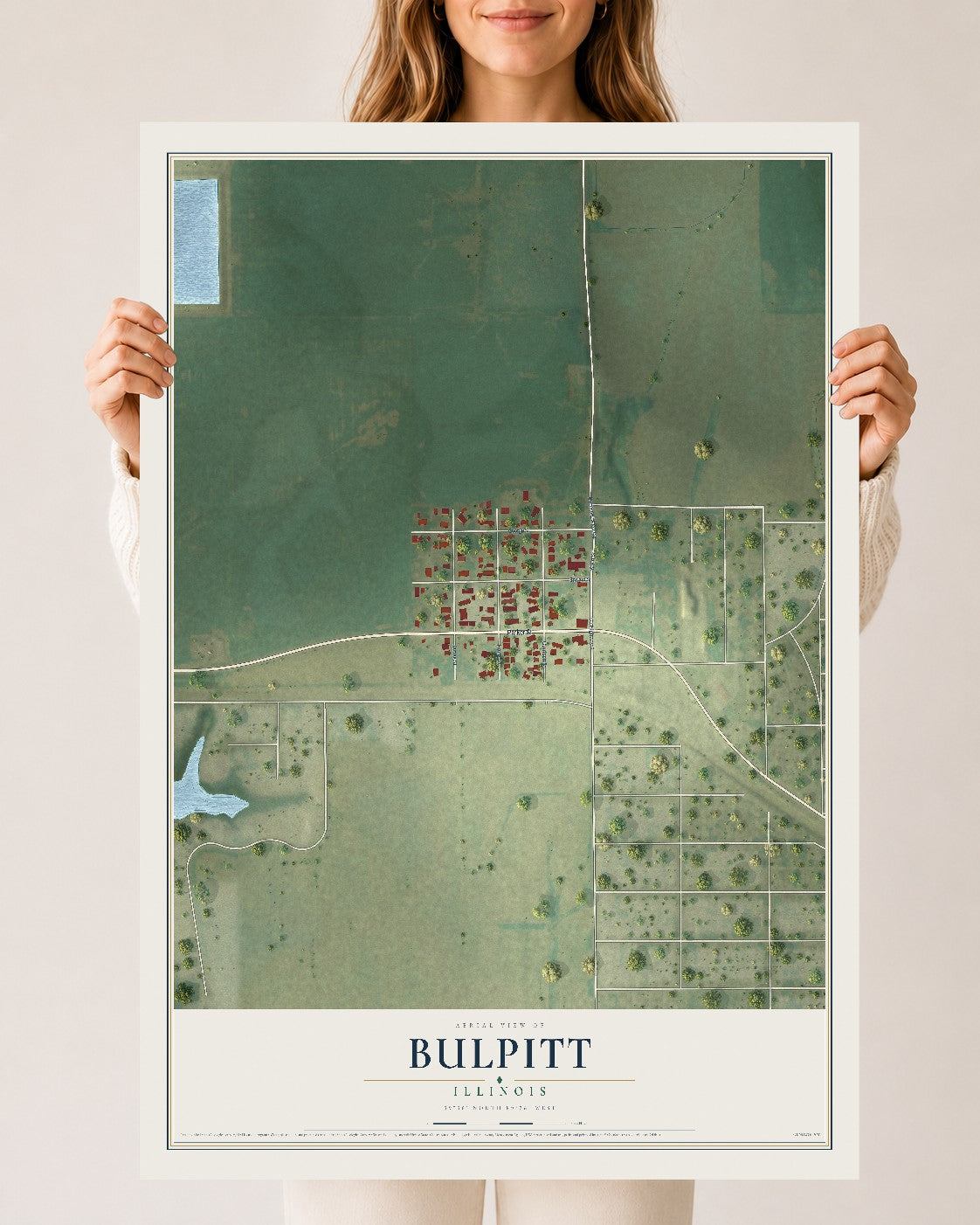 Map of Bulpitt, Illinois, 24 x 36 inch unframed archival matte print