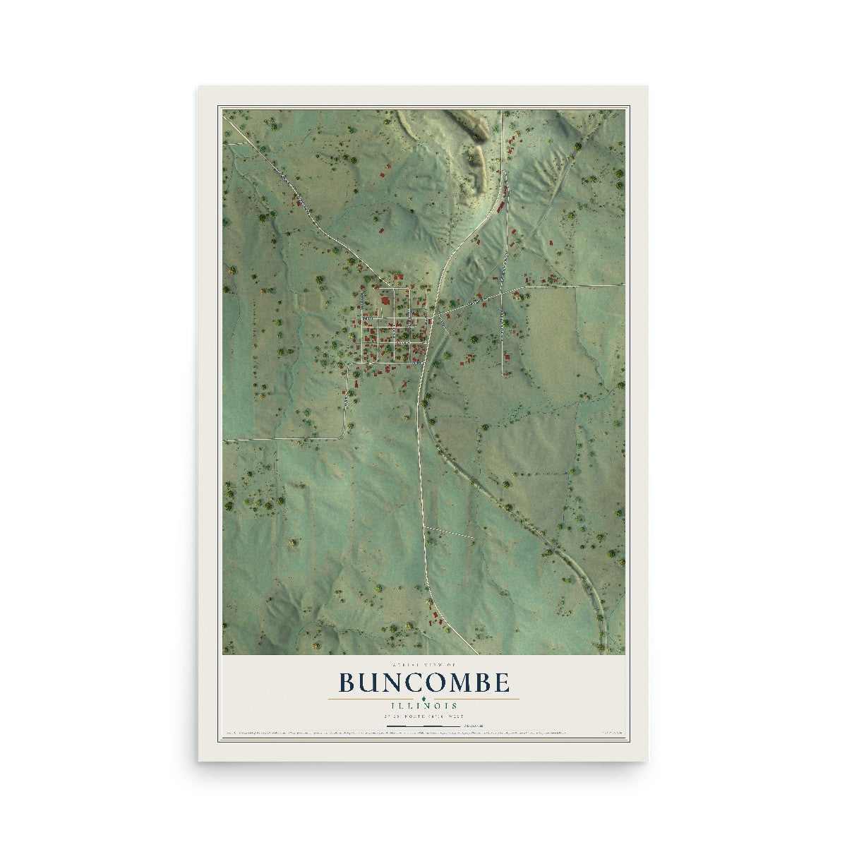 Map of Buncombe, Illinois, 12 x 18 inch unframed archival matte print