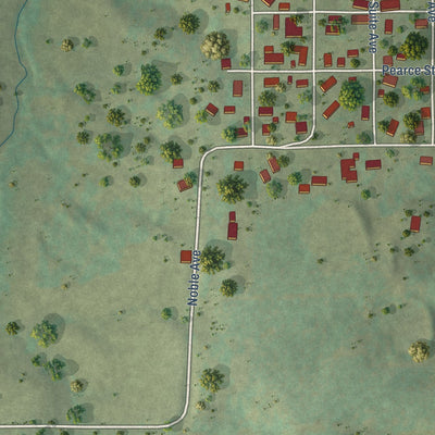 Second close-up of the map of Buncombe, Illinois print showing more streets and buildings