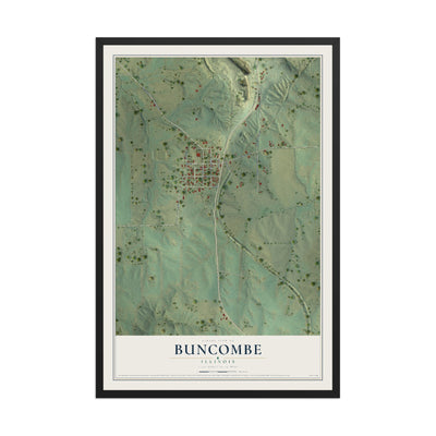 Map of Buncombe, Illinois, 12 x 18 inch print in a black wood frame
