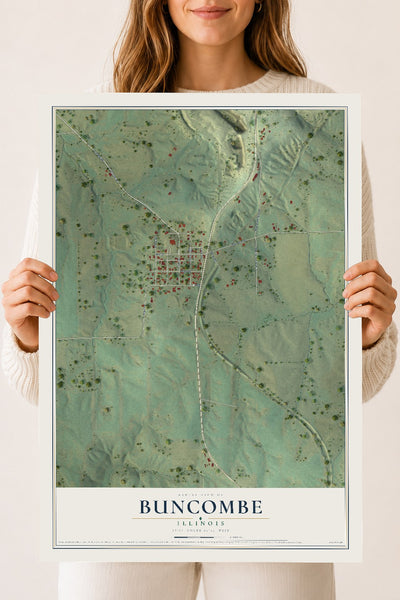 Map of Buncombe, Illinois, 18 x 24 inch unframed archival matte print