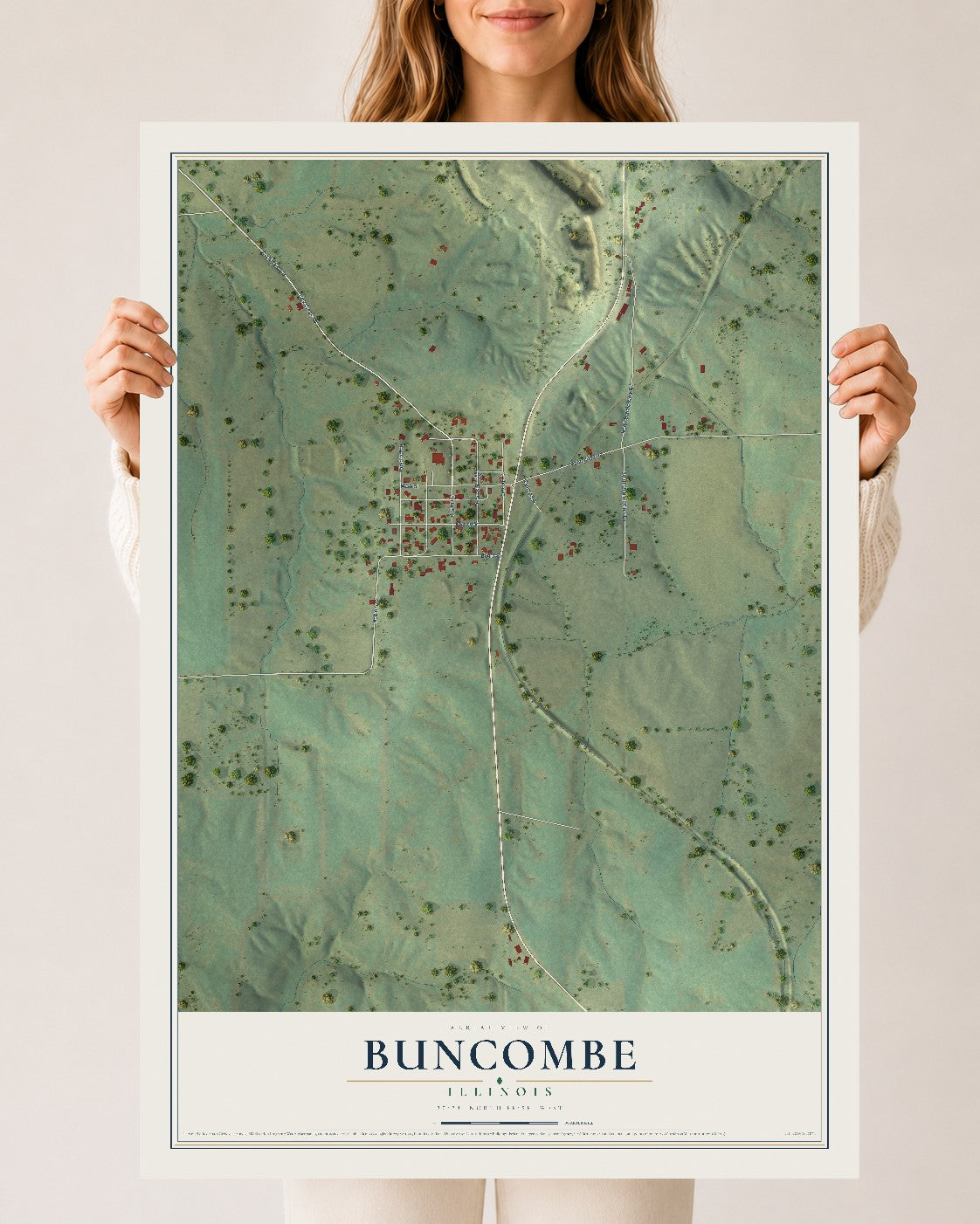 Map of Buncombe, Illinois, 24 x 36 inch unframed archival matte print