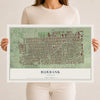 Map of Burbank, Illinois, 12 x 18 inch unframed archival matte print