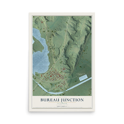Map of Bureau Junction, Illinois, 12 x 18 inch unframed archival matte print