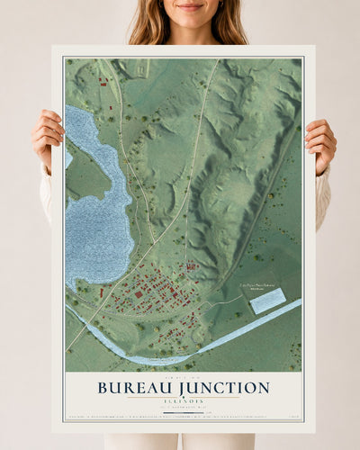 Map of Bureau Junction, Illinois, 24 x 36 inch unframed archival matte print