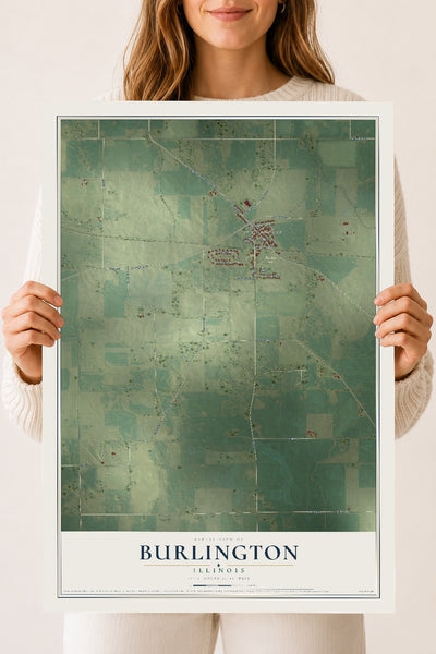 Map of Burlington, Illinois, 18 x 24 inch unframed archival matte print