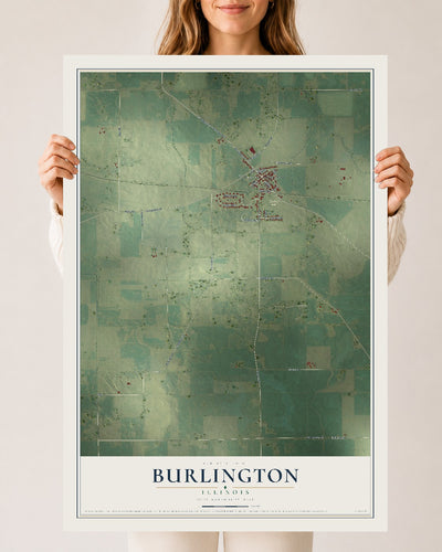 Map of Burlington, Illinois, 24 x 36 inch unframed archival matte print