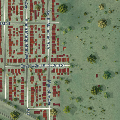 Close-up of the map of Burnham, Illinois print showing street and building detail