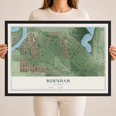 Map of Burnham, Illinois, 18 x 24 inch print in a black wood frame