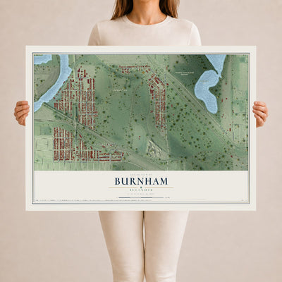 Map of Burnham, Illinois, 24 x 36 inch unframed archival matte print