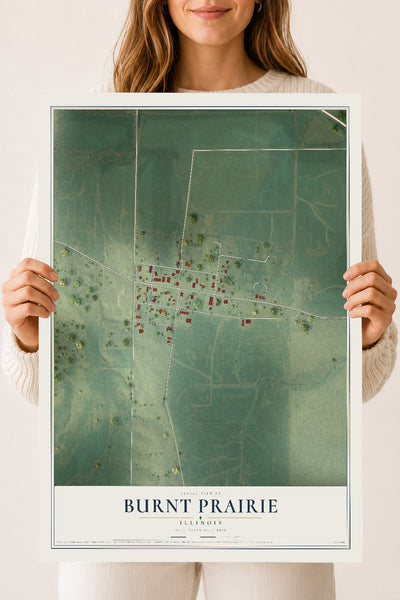Map of Burnt Prairie, Illinois, 18 x 24 inch unframed archival matte print