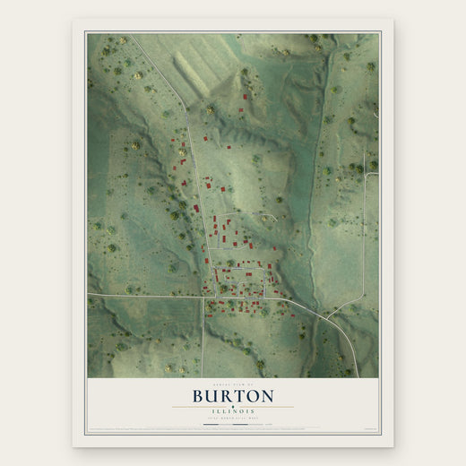Burton, Illinois map print, the full design