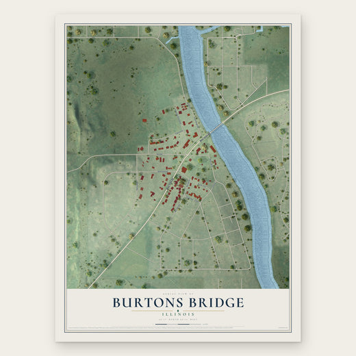 Burtons Bridge, Illinois map print, the full design