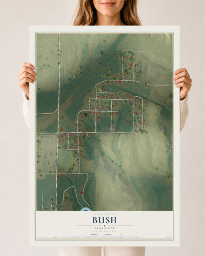 Map of Bush, Illinois, 24 x 36 inch unframed archival matte print