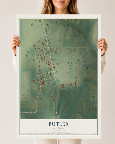 Map of Butler, Illinois, 24 x 36 inch unframed archival matte print