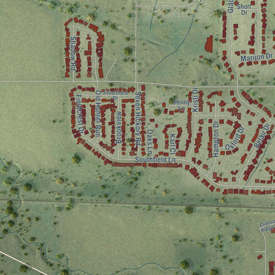 Second close-up of the map of Byron, Illinois print showing more streets and buildings