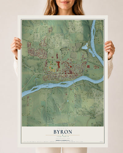 Map of Byron, Illinois, 24 x 36 inch unframed archival matte print