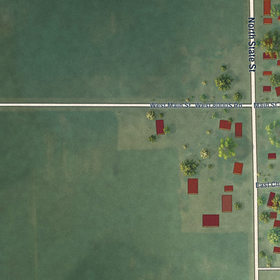 Second close-up of the map of Cabery, Illinois print showing more streets and buildings