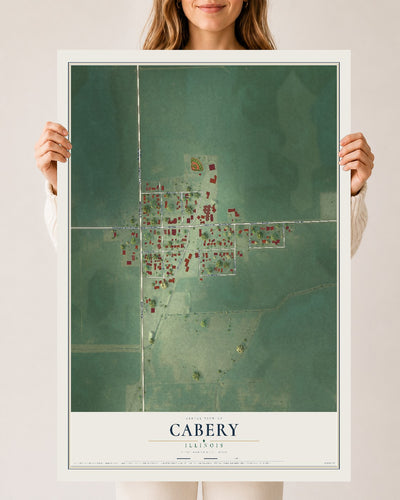 Map of Cabery, Illinois, 24 x 36 inch unframed archival matte print