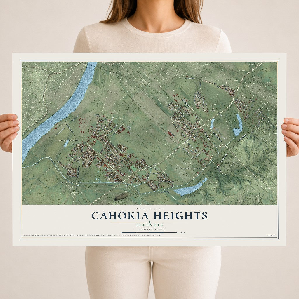 Map of Cahokia Heights, Illinois, 18 x 24 inch unframed archival matte print