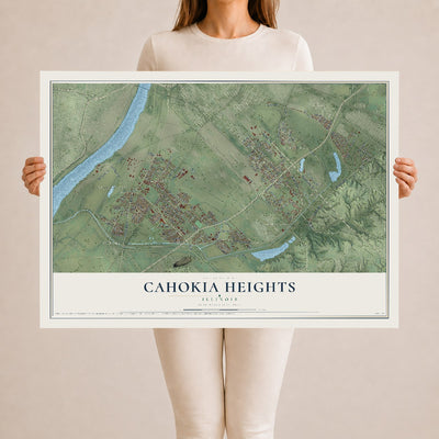 Map of Cahokia Heights, Illinois, 24 x 36 inch unframed archival matte print