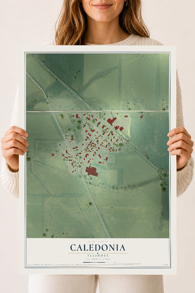 Map of Caledonia, Illinois, 18 x 24 inch unframed archival matte print