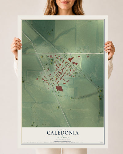 Map of Caledonia, Illinois, 24 x 36 inch unframed archival matte print