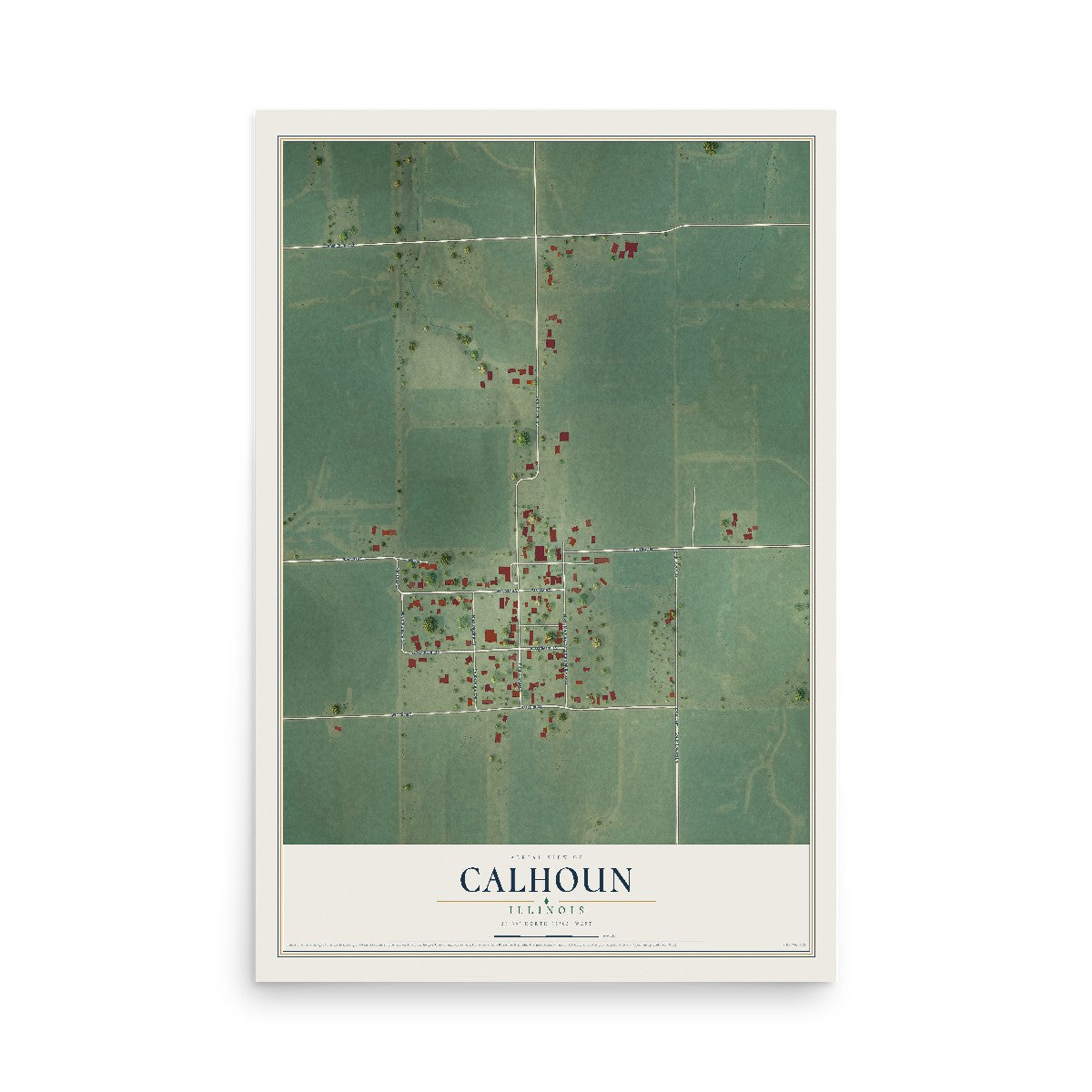 Map of Calhoun, Illinois, 12 x 18 inch unframed archival matte print