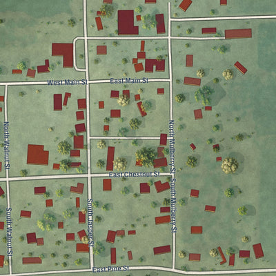 Close-up of the map of Calhoun, Illinois print showing street and building detail