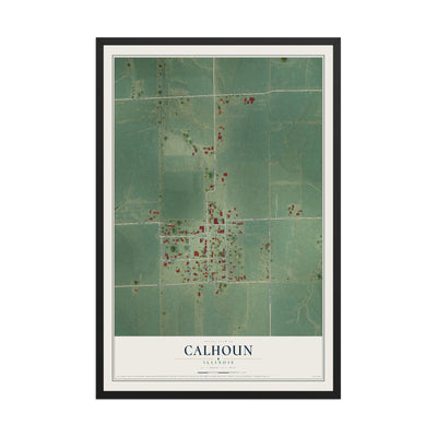 Map of Calhoun, Illinois, 12 x 18 inch print in a black wood frame