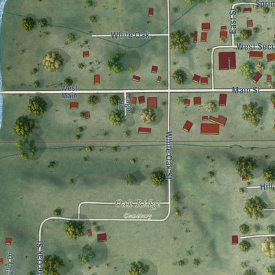Close-up of the map of Camargo, Illinois print showing street and building detail