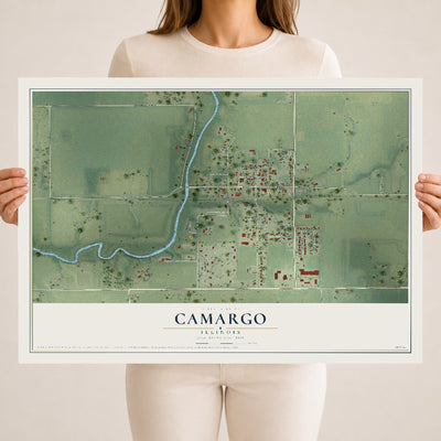 Map of Camargo, Illinois, 18 x 24 inch unframed archival matte print