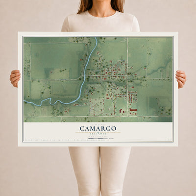 Map of Camargo, Illinois, 24 x 36 inch unframed archival matte print