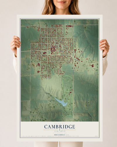 Map of Cambridge, Illinois, 24 x 36 inch unframed archival matte print
